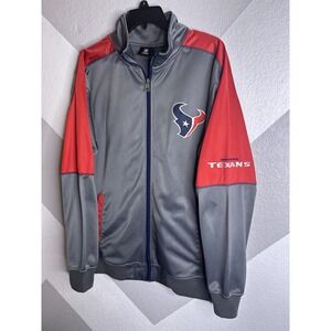NFL Team Apparel Mens Hoston Texans Full Zip GREY RED Track Jacket Size M TALL